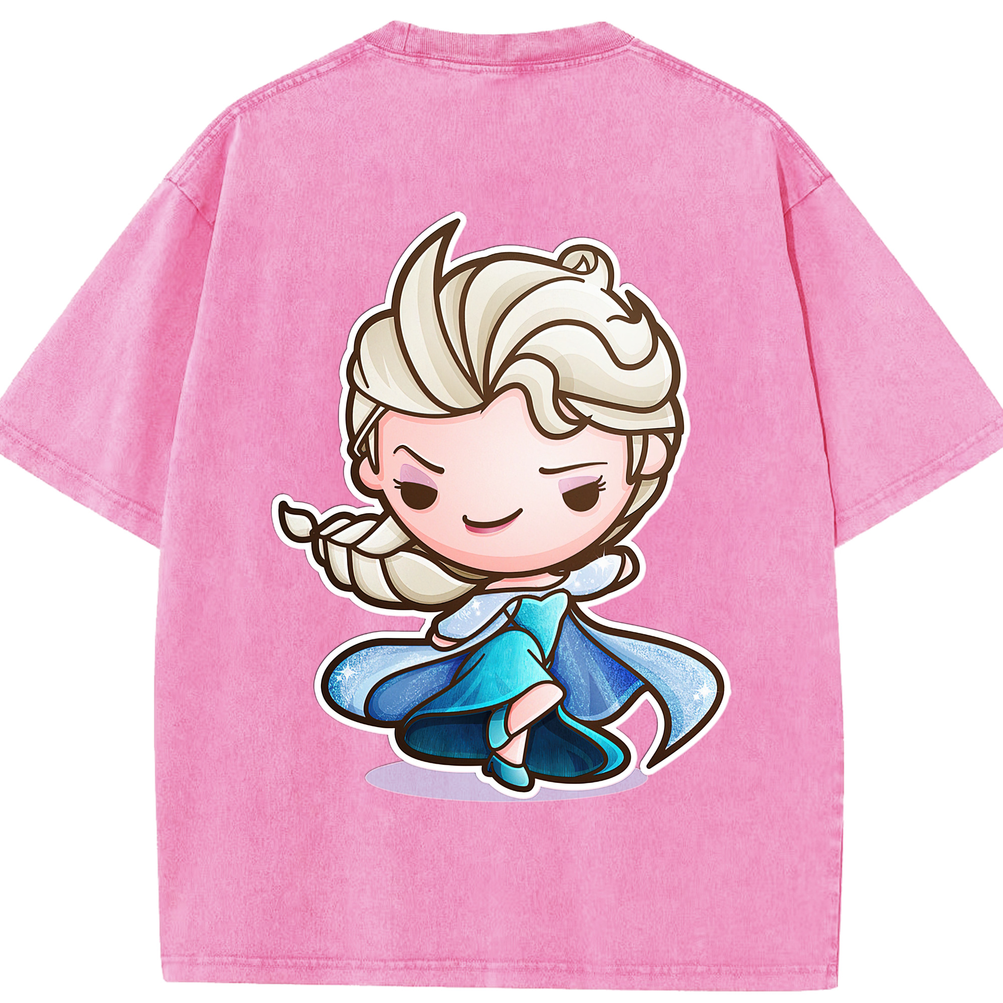 （画像用） アナと雪の女王 アンナ エルサ Frozen Anna Elsa 綿100% ヴィンテージ風 半袖Tシャツ（背面プリント）